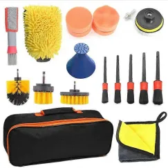 20pcs Car Cleaning Brushes, Tire, Detailing & Drill Scrub Kit