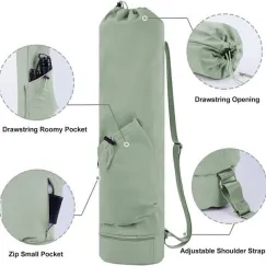 Green Yoga Mat Bag Yoga Accessories Pilates Bag Fitness Bag Yoga Essentials Durable