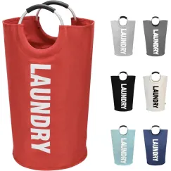 Collapsible laundry basket, Large laundry basket 90 L, Standalone laundry basket with high base, Foldable laundry bucket, red