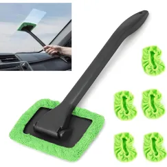 Window Squeegee - Car Cleaning Supplies - Window Washer - Windshield Cleaning Tool with 5 Reusable Towels - Car Window Squeegee - Car Interior Window Cleaning Tools - Car Wash Brushes - Window Squeegee