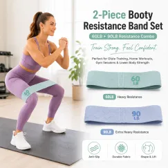 60LB and 90LB Resistance Band Set for Glute Training Pilates Workout Fabric Booty Bands Heavy Resistance Hip Circle Exercise Bands for Women Home Gym Fitness Lower Body Strength Training
