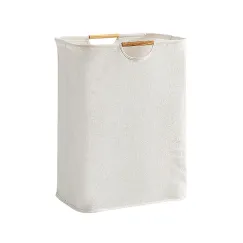 Large Laundry Basket Waterproof Collapsible Laundry Hamper with Wooden Handle for Household Bathroom S 40cm