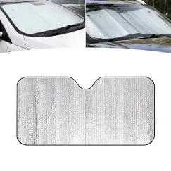 Car Windshield Sun Shade, 55.1 x 27.5 Front Windshield Sunscreen Heat Shield, Universal Car Front Window Sun Protector Cover, Car Windshield Cooling Cover for Truck SUV Car (Silver)