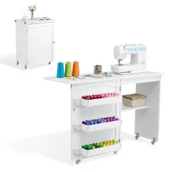 Artiss Folding Sewing Table Sewing Machine Desk Multi-functional Rolling Work Table Craft Station