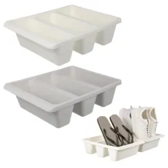 2pcs Storage Shoe Tray, Plastic Shoes Rack, Space-saving Shoe Organizer, No Assembly Required, Multifunctional