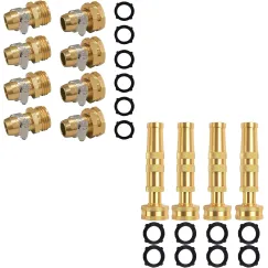 Garden Hose Repair Connector with Clamps + Adjustable Twist Hose Nozzle