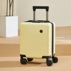 Yellow 14 Inch Lightweight Carry-on Luggage for heights under 1.6m - Underseat & Overhead Cabin Hardside Suitcase