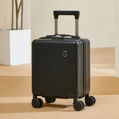 Black 14 Inch Lightweight Carry-on Luggage for heights over 1.6m - Underseat & Overhead Cabin Hardside Suitcase
