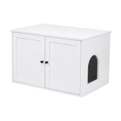 i.Pet 80x53cm Cat Litter Box Enclosure Hidden Litter Tray Cabinet Furniture White