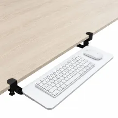 Tooleroo Computer Keyboard Tray Under Desk Clamp On Pull Out 65cm - White