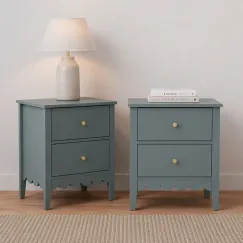 Artiss 2X Bedside Table 2 Drawers Bedroom Storage Nightstand Green