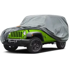 Heavy Duty Jeep 2dr Car Cover, Custom Fit Jeep Wrangler 2 Door CJ YJ JK JL Waterproof All Weather for Automobiles, Full Car Cover - Sun, Rain & UV Protection