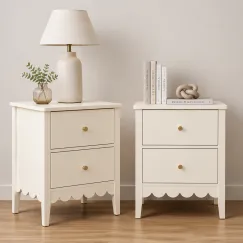 Artiss 2x Bedside Table 2 Drawers Bedroom Storage Nightstand Beige