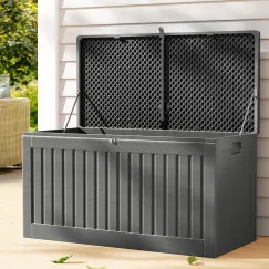 Gardeon Outdoor Storage Box 270L Container Lockable Garden Bench Tool Shed Grey