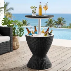 Gardeon Outdoor Bar Table Portable Ice Bucket Cooler 30L Adjustable Top Black