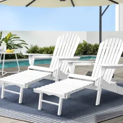 Gardeon 2PC Adirondack Outdoor Chairs Wood Foldable Sun Lounge Patio Furniture