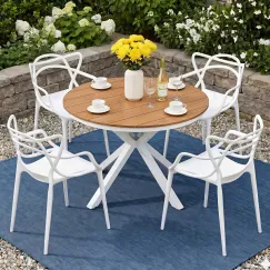 Gardeon 5PCS Outdoor Dining Set Table and Chairs Patio Garden Furniture Entwine