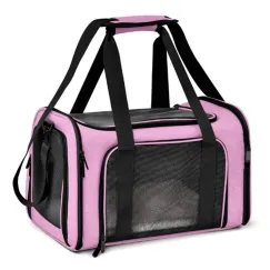 Foldable Travel Pet Carrier Bag Portable Cat Dog Kennel Bag Pink - XL