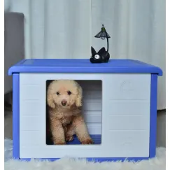 YES4PETS Small Plastic Pet Dog Puppy Cat House Kennel Blue