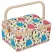 Sewing Accessories Basket with Removable Tray, 3 Colors, Needle and Thread Organizer, Fabric Storage Box with Pincushion and Inner Pocket, Home Craft Tools