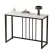 80cm White & Grey Sintered Stone Console Table Storage Table Behind Sofa W/ Black Metal Frame