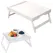Folding table - Multifunctional folding table for home - Folding bamboo bedside table - Can be used as a dining table, TV table, laptop table, snack table, sofa table or work table - White