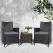 Gardeon 3PC Outdoor Bistro Set Patio Furniture Wicker Chairs Table Cushion All Black