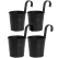 Metal Railing Planter Pots, 4 Pack Hanging Flower Buckets for Balcony Garden Fence Decor, Black, 4 Inch, for Garden Yard and Outdoor Use