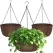 Hanging Planters for Outdoor Plants, 3 Pack 10 Inch Hanging Baskets for Plants Outdoor with Rustproof Chain, Fabric Hanging Pots for Plants, Hanging Planter for Balcony Porch Deco