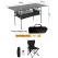 120CM Black Portable Folding Egg Roll Camping Table + 4-Pack 36CM Chairs with Storage Bag & Mesh Net- Heavy-Duty Carbon Steel Picnic Table for 6-8 People