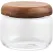 Glass Food Storage Container with Wooden Lids Small Coffee Jar Sugar Canister Airtight Food Storage Container Coffee Container for Nut Spice Candy Loose Tea（9.5*8cm）