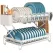 CARLA HOME 2-Tier Dish Drying Rack with Drainage Tray, Utensil Holder, Cup Hooks & Cutting Board Rack for Kitchen (White)