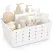 Shower Caddy Portable, Cleaning Supplies Caddy Organizer with Handle and Adjtable Dividers, Plastic Shower Basket for Dorm Room Essentials, College, Bathroom, White, 1 Pack