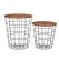 YES4HOMES Vintage Round Coffee Tables Set of 2 Side Tables Robust Steel Frame for Living Room Bedroom Rustic Brown and Black
