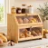 Artiss Bamboo Bread Box 2-Tier Kitchen Countertop Storage 39cm Natural