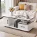 Artiss Coffee Table Marble Finish Center Table with Storage Drawer Cabinet Wood White