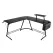 L Shaped Computer Desk Round Corner Gaming Desk PC Laptop Workstation Reversible Wood Table With Screen Stand and Foot Fest Bar Home Office Black