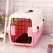 YES4PETS Portable Plastic Dog Cat Pet Pets Carrier Travel Cage With Tray-Pink
