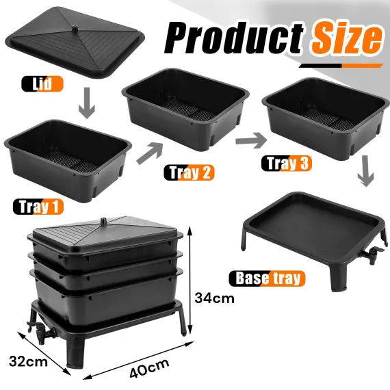 Worm Farm Factory Worm Wee Composter 30L 4-Tray Compost Bin
