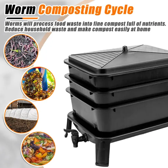 Worm Farm Factory Worm Wee Composter 30L 4-Tray Compost Bin