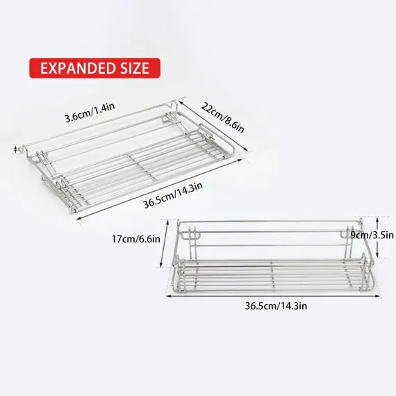 Folding Table Extension Rack Outdoor Camping Storage Shelf With Hanging Basket