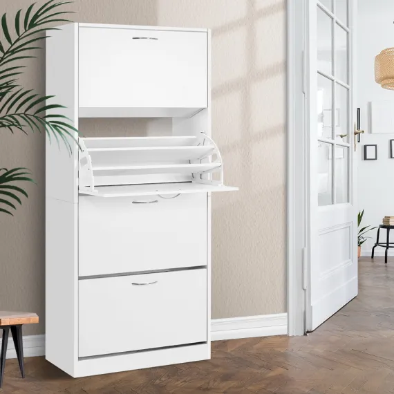 Artiss Shoe Rack Cabinet 60 Pairs 4 Doors - White