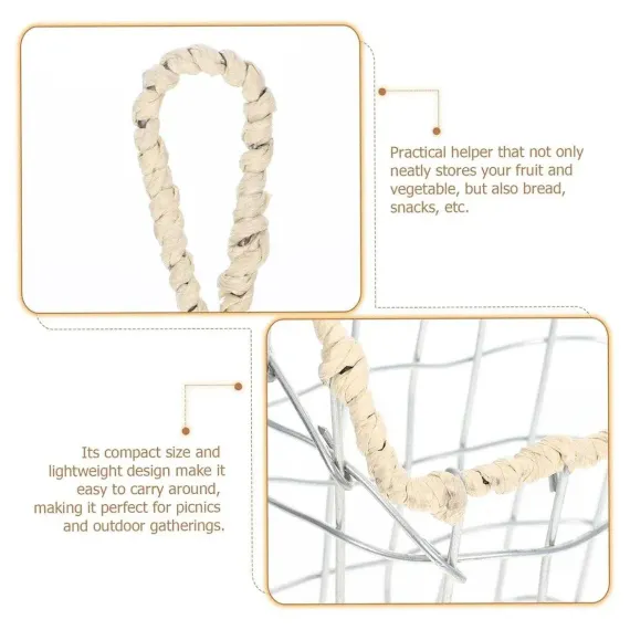 Wire Woven Storage Basket for Home Organization Sundry Basket Decorative Storage - Large