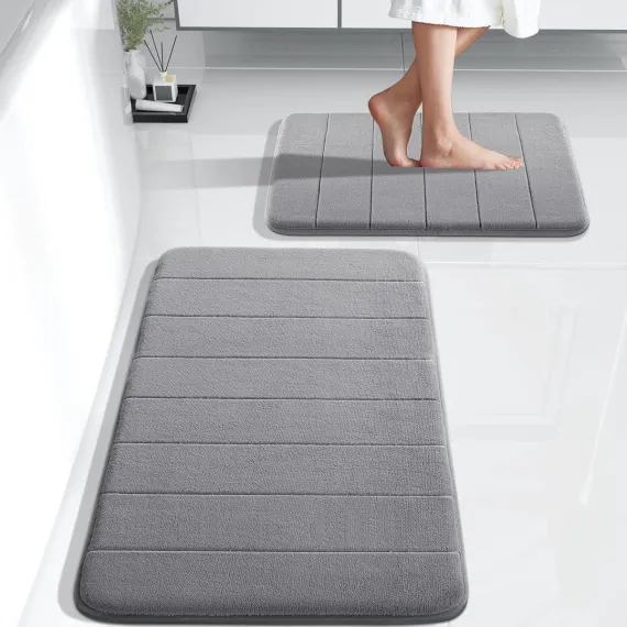 Bath Mat, Non-slip bath mat, Shower mat, Memory Foam Bath Mat, Super soft absorbent bath mat, 40 x 60 cm, Grey