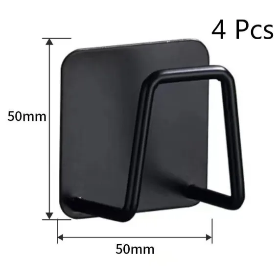 Punch-Free Wall Hanging Sponge Organiser, Bathroom Basin Storage Rack, Black 50mm 4 Pack, Handy Multipack For Neat Renovated Bathrooms