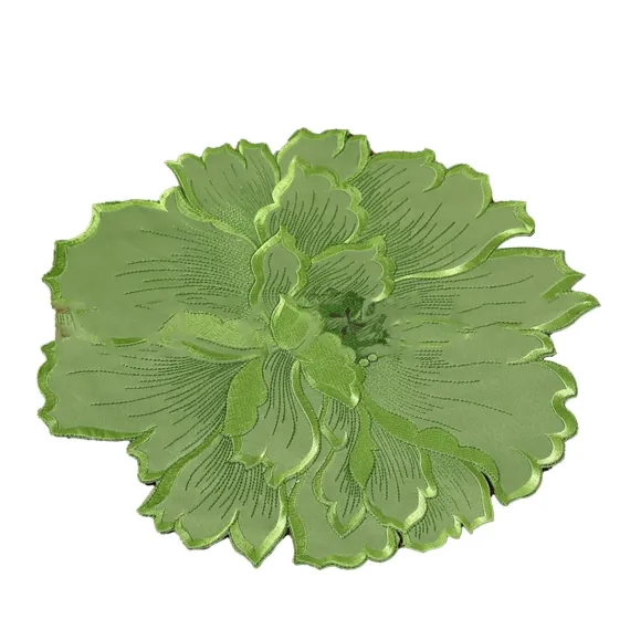 4 Pieces Flower Placemat, 3D Flower Placemats, Flower Shape Placemat, Heat-Resistant And Washable Placemat for Dining Table, Green