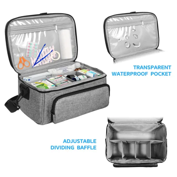 Double Layer Sewing Accessories Organizer with 2 Detachable Pouches, Large Sewing Storage Bag for Sewing Tools (BAG ONLY), Gray