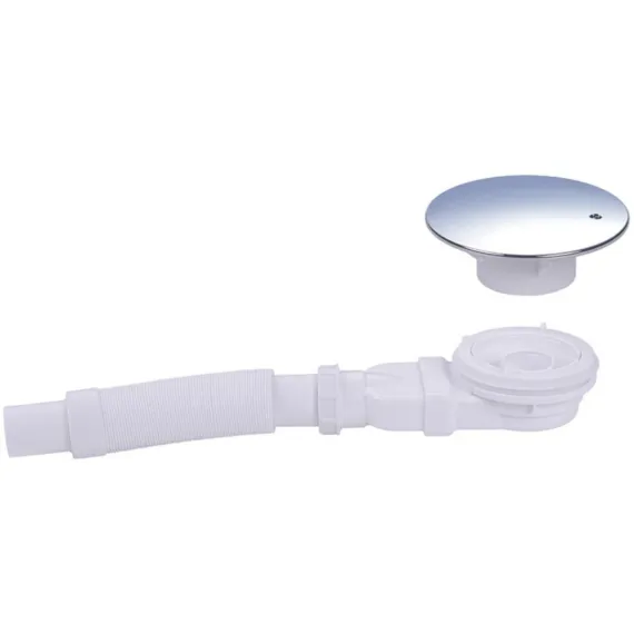 Shower tray siphon - Shower tray drains - Flat shower tray - Extra flat shower tray siphon - Drain set - Shower tray siphon - Shower tray siphon flat - For flat shower trays - Silver and white - Plastic