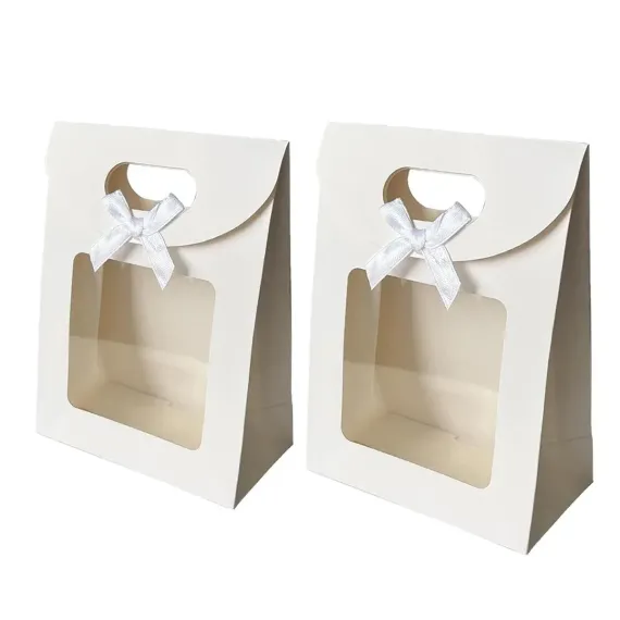 24PCS Bow Flap Tote Bag Reusable Shopping Carry Bag Gift Party Packaging Bag - 26x19x9cm