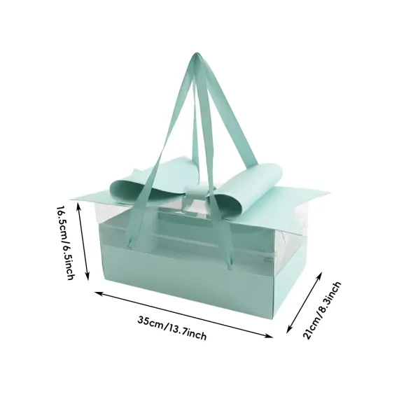 5PCS Bow Gift Box Transparent PVC Design with Ribbon Wedding Party Favor Boxes - Blue